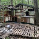 Part of the film set created in Haigh Woodland Park. Picture by Craig Millward