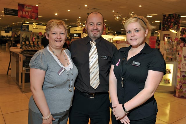 Diane Dutton, Steve Ward and Becky Hope, from Debenhams, in 2012
