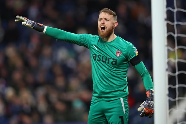 WEST BROMWICH, ENGLAND - DECEMBER 17: Viktor Johansson of Rotherham United gestures during the Sky Bet Championship between West Bromwich Albion and Rotherham United at The Hawthorns on December 17, 2022 in West Bromwich, England. (Photo by Nathan Stirk/Getty Images)