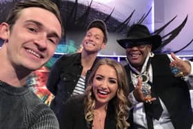 Luke Marsden with (left to right) Joe Swash, Georgia Harrison and Gogglebox's Sandra Martin appearing together on Big Brother's Bit On The Side in 2018