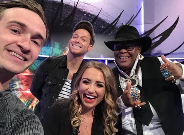 Luke Marsden with (left to right) Joe Swash, Georgia Harrison and Gogglebox's Sandra Martin appearing together on Big Brother's Bit On The Side in 2018