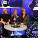 Keely Hodgkinson with SPOTY hosts Alex Scott, Gabby Logan and Clare Balding