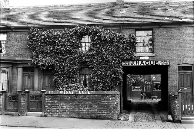 J. Hague joiners on Wigan Lane in the early 1900s.