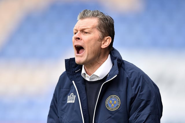 SHREWSBURY, ENGLAND - NOVEMBER 29: Steve Cotterill, Manager of Shrewsbury Town, gives their team instructions during the Emirates FA Cup Second Round match between Shrewsbury Town and Oxford City at Shrewsbury Town on November 29, 2020 in Shrewsbury, England.