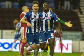 Donald Love (left) during his loan spell with Latics in 2015-16