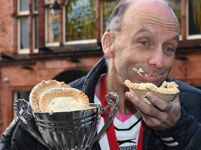After a pie-off, Ian Coulton was crowned the winner of the 2023 World Pie Eating Championship.