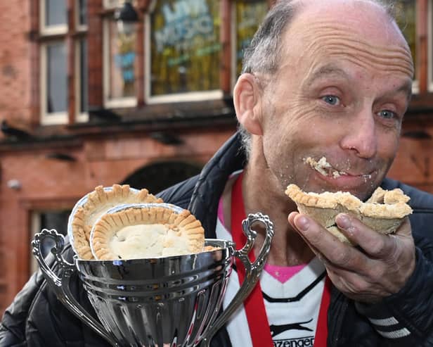 After a pie-off, Ian Coulton was crowned the winner of the 2023 World Pie Eating Championship.