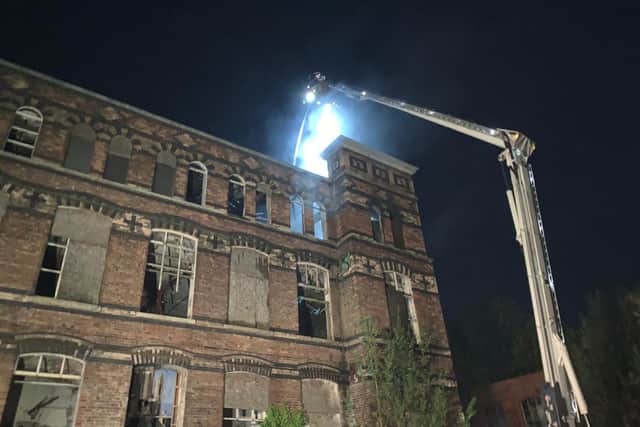 Fire crews used an aerial appliance as they worked to tackle the blaze
