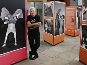 Photographer Francesco Mellina (pictured)  next to his exhibition, Last Night at the Casino, photographs of the last Northern Soul night at Wigan Casino in 1981.