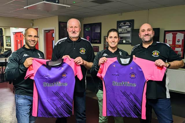 Ashley Klein and Kasey Badger were presented with shirts by Wigan Referees Society