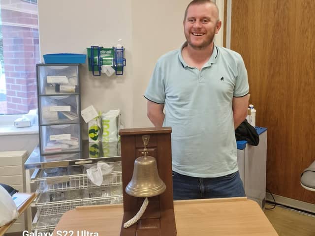 Adam rang the bell in August of this year following 13 months of treatment