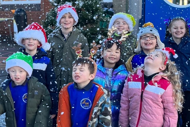 Pupils have festive fun at the Winter Wonderland celebration party at Hindsford CE Primary School, Atherton.