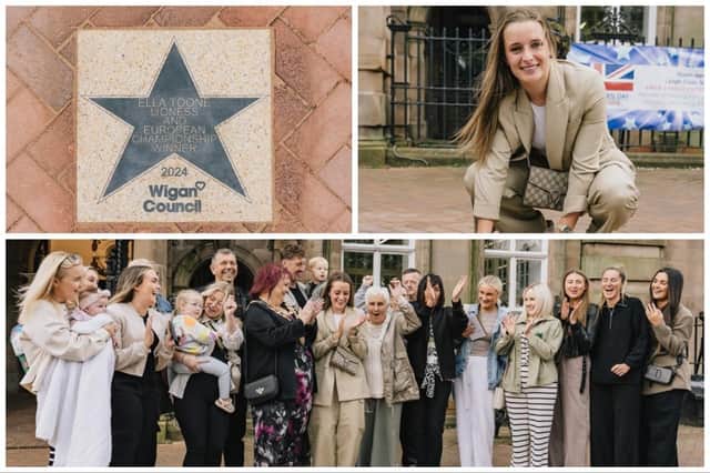 Ella Toone receives her Believe Star outside Leigh Town Hall