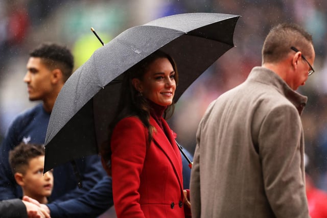 The Princess of Wales looks on ahead of the Rugby League World Cup quarter-final match