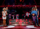 Molly Rainford and Carlos Gu (left) with Kym Marsh and Graziano Di Prima as they await their fate on BBC1's Strictly Come Dancing