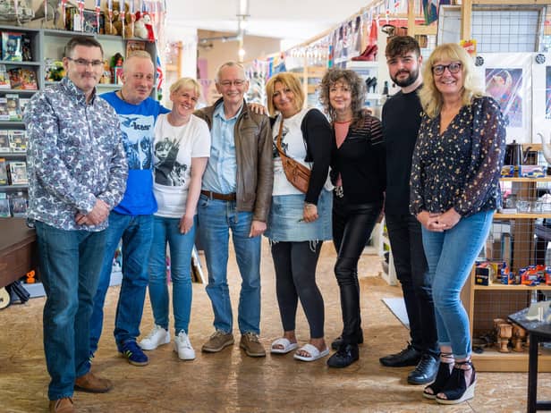 Actor Dai Bradley on a visit to Grants Bulldog Forge, Wigan.
