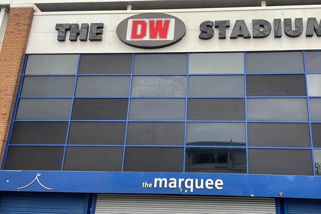 The damage caused at the DW Stadium