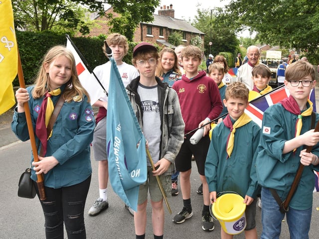 56th Ormskirk (Newburgh and Dalton) Scouts in the Newburgh Fair procession.