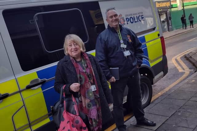 Councillors Debbie Wailes and John Harding gave 50 sets of bicycle lights to the police