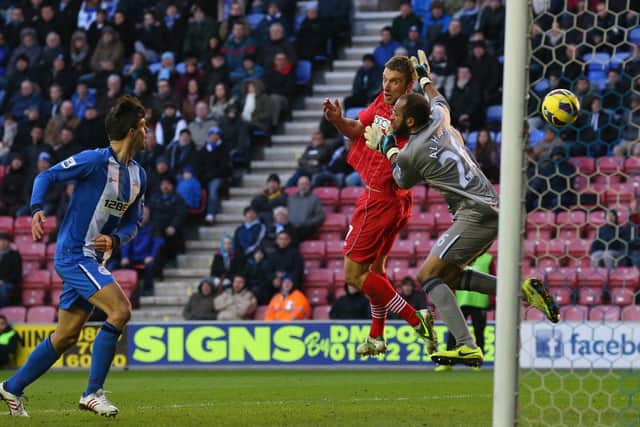 Rickie Lambert scores against Latics during his playing career