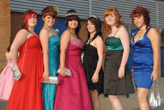 Abraham Guest High School Leavers' Ball, JJB Stadium.
Briony Jolley, Lois Cox, Hayley Ainscough, Sophie Booth, Kirsty Simpkin and Cleo Byrne.