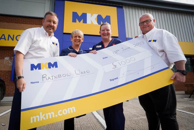 MKM made a donation of £1,000 to Rainbow Ward as part of their commitment to supporting local charities.