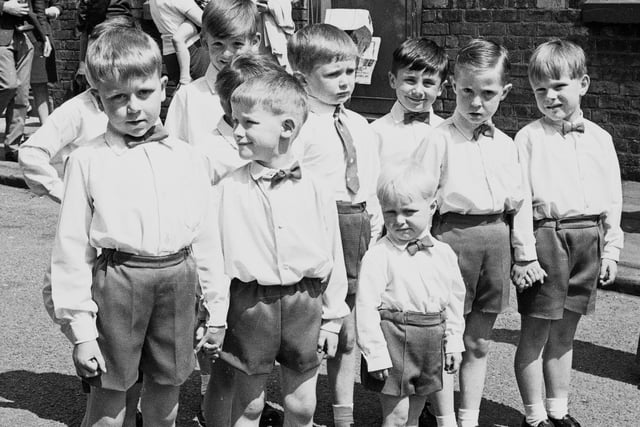 Smart young lads at St. George's, Wigan, walking day in 1969.