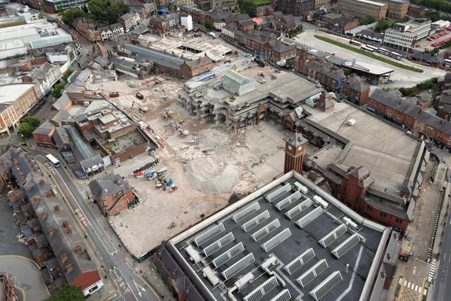 The view looking down on the rapidly-disappearing market place