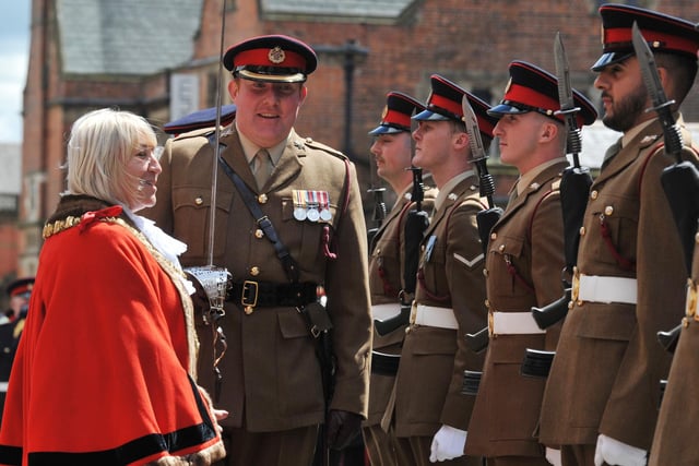 Mayor of Wigan Coun Marie Morgan carried out an inspection of the parade.