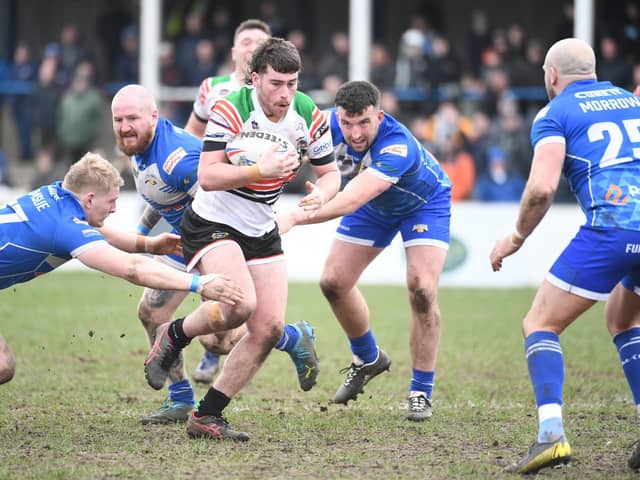 Declan O'Donnell in action for Workington Town in 2022