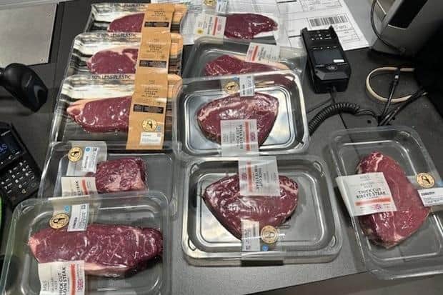 The steaks that were recovered by police following the theft from Robin Park M&S