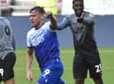 Charlie Wyke celebrates his goal against Cardiff last weekend
