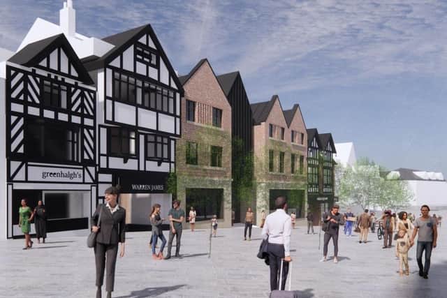 What a view down Standishgate would look like after the development of new Multi-media Centre at the old Galleries site