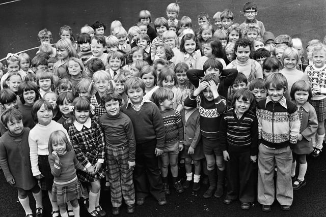 Pupils at Evans County Infants School, Ashton, in October 1976.