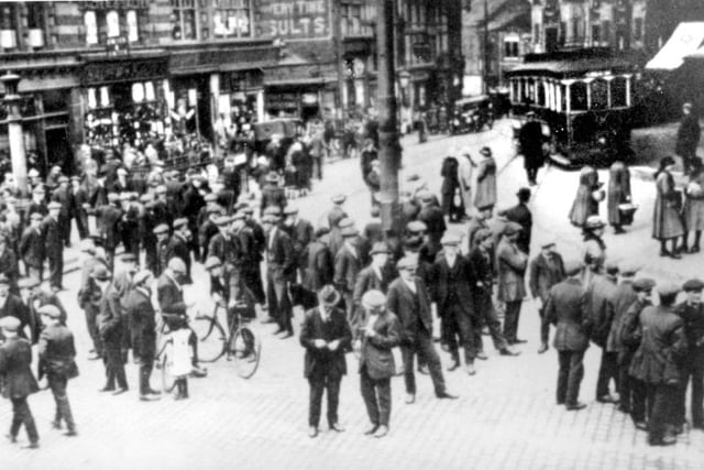 1926 - The General Strike - Wigan miners gathered.