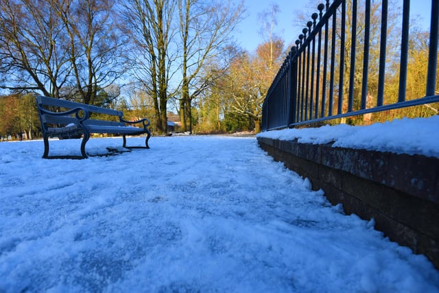 Winter scenes at Haigh Woodland Park, Wigan, after snow falls over the borough.