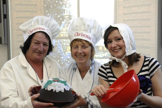 Joyce Hitchen, Jenny Roberts and Barbera Lambert, volunteers at the Museum of Wigan Life, put on a Christmas panto named Stir the Christmas Pudding