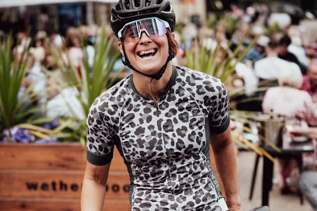 Andrea Mason on her bike. Credit: Olly Bowman Photography