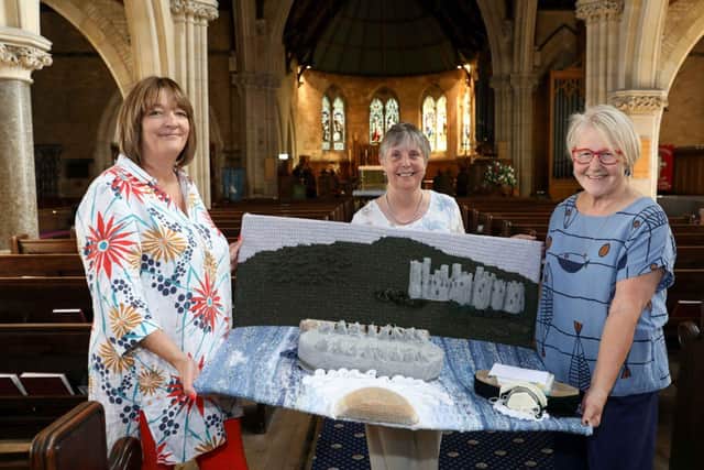 Claire McElroy, Store Manager, Clare's Department Store and crafters Gill Wright and Pat Freeman i