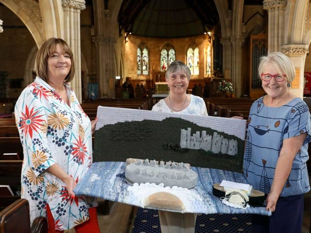 Claire McElroy, Store Manager, Clare's Department Store and crafters Gill Wright and Pat Freeman i