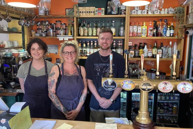 Rachael Flaszczak (middle) with Ben Morgan and Olivia McCaffrey in The Snug, Atherton