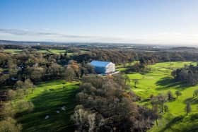 Haigh Hall surrounded by scaffolding