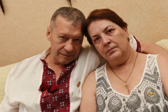 Sergii and Ganna Shygimaga - the parents of Ukrainian Svitlana Vorozhkina, who is disabled and has lived in Wigan for over 12 years.  She is delighted to welcome refugee parents who fled the war in Ukraine, but are unhappy at the lack of support they have.  They also want help to send emergency and medical items to people who are still in Ukraine.