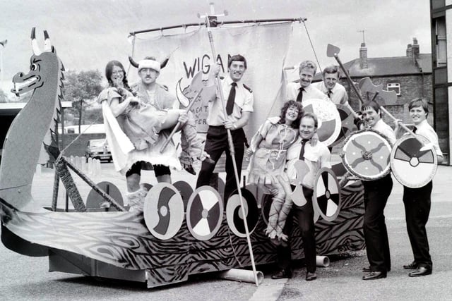 Retro 1981
Wigan's firefighters launch their Viking themed raft ready for the summer raft races