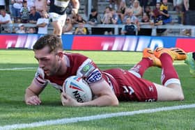 Jake Wardle crossed for a hat-trick in Wigan Warriors' victory over Leeds Rhinos