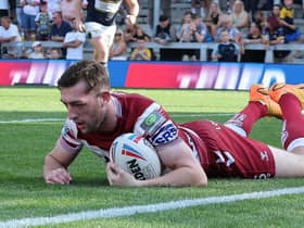 Jake Wardle crossed for a hat-trick in Wigan Warriors' victory over Leeds Rhinos