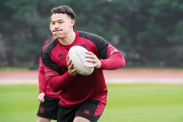 Tyler Dupree in pre-season training with Wigan Warriors