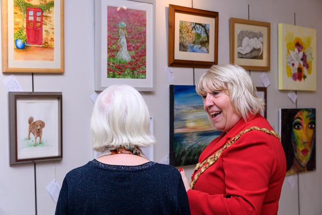 The mayor chats about the art on show