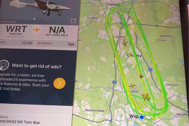 Carol Vorderman's plane was tracked flying between Preston, Wigan and the Fylde Coast before returning to its permanent base at Warton Aereodrome on Tuesday and Wednesday (July 11 & 12). (Photo by Joanne Connolly)