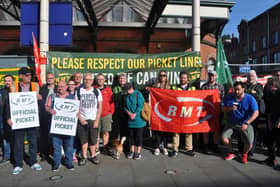 The picket line outside Wigan Wallgate last month